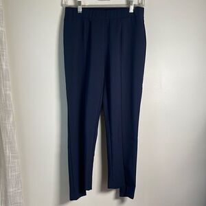EUC Nanette Lepore Navy Assymetrical Hem Poly Spandex Blend Ankle Pants 2